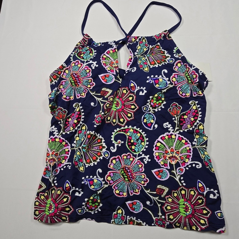 Liz Claiborne Boho Paisley High Neck Tankini Swim Top Women's Small